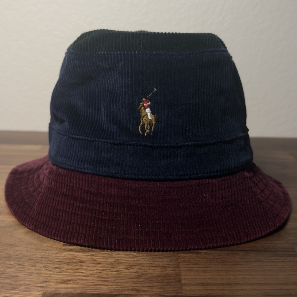 Polo Ralph Lauren Pony Corduroy Bucket Hat Size L/XL Colorblock Embroidered